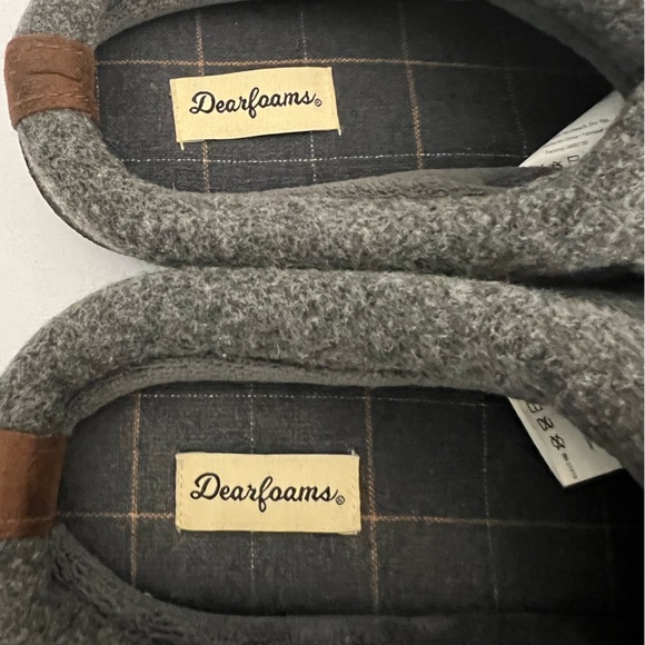 Dearfoam - Men's Dark Heather Gray Wool Memory Foam - No Sweat Slippers - Picture 7 of 12